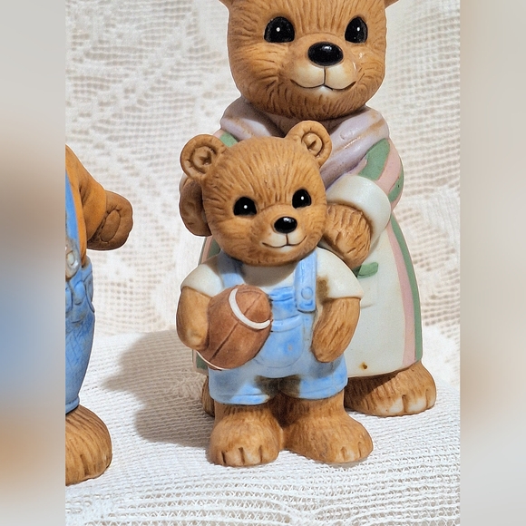 Vintage HOMCO Home Interiors 3 Little bear family figurines #1450 & girl #1462 - Picture 3 of 10